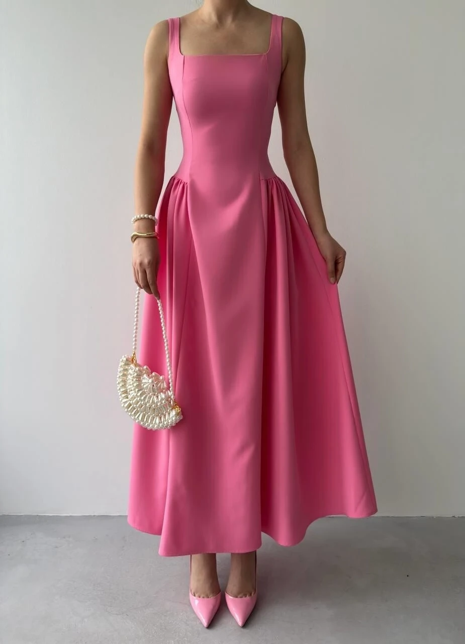 Piliseli Elbise Pembe