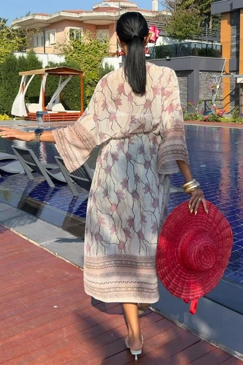 Sandra Desenli Şifon Kimono