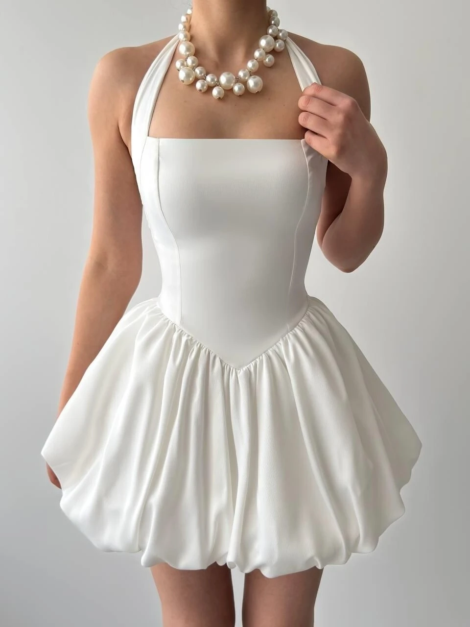 Slim Mini Elbise Beyaz