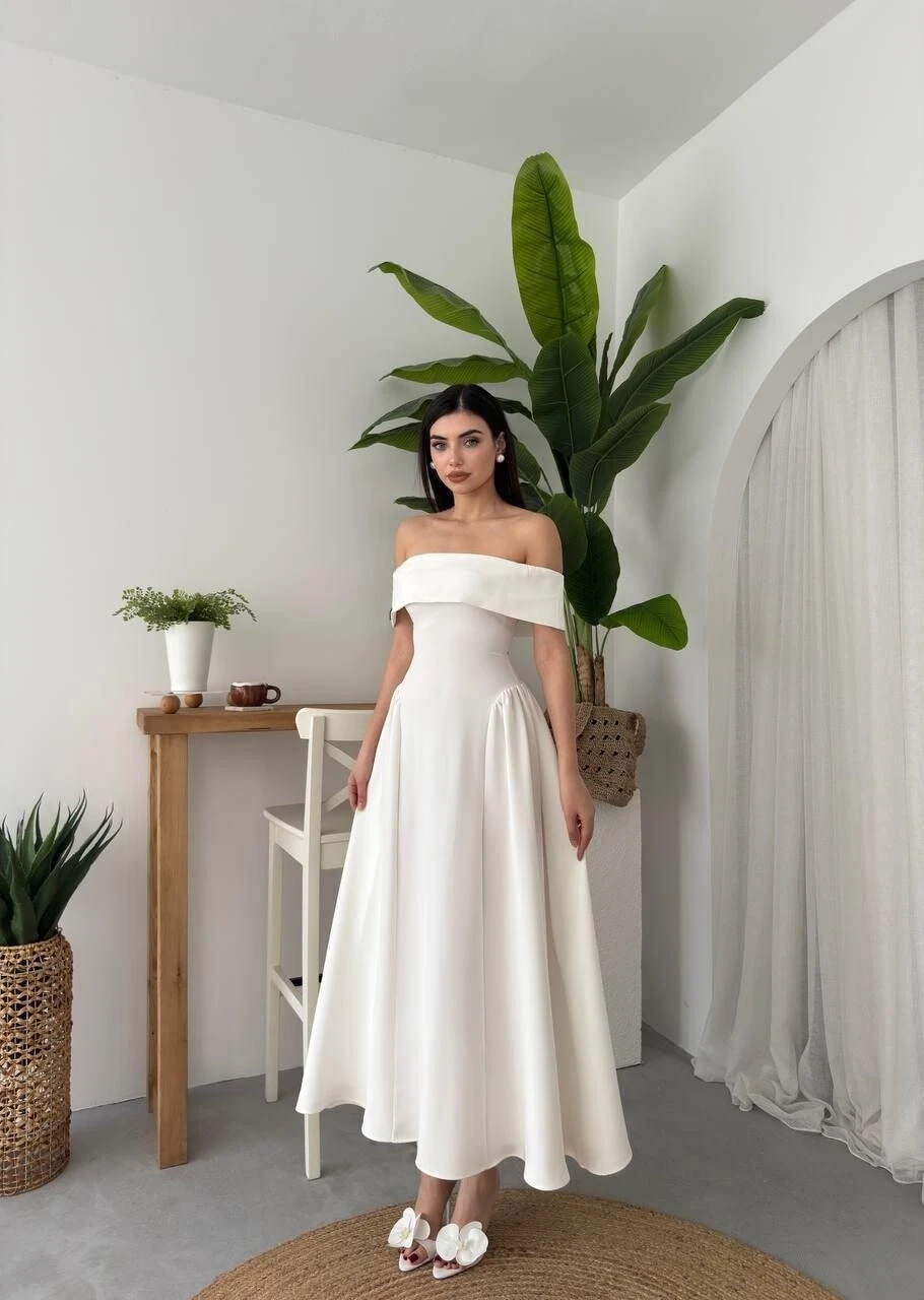 Stars Straplez Elbise Beyaz