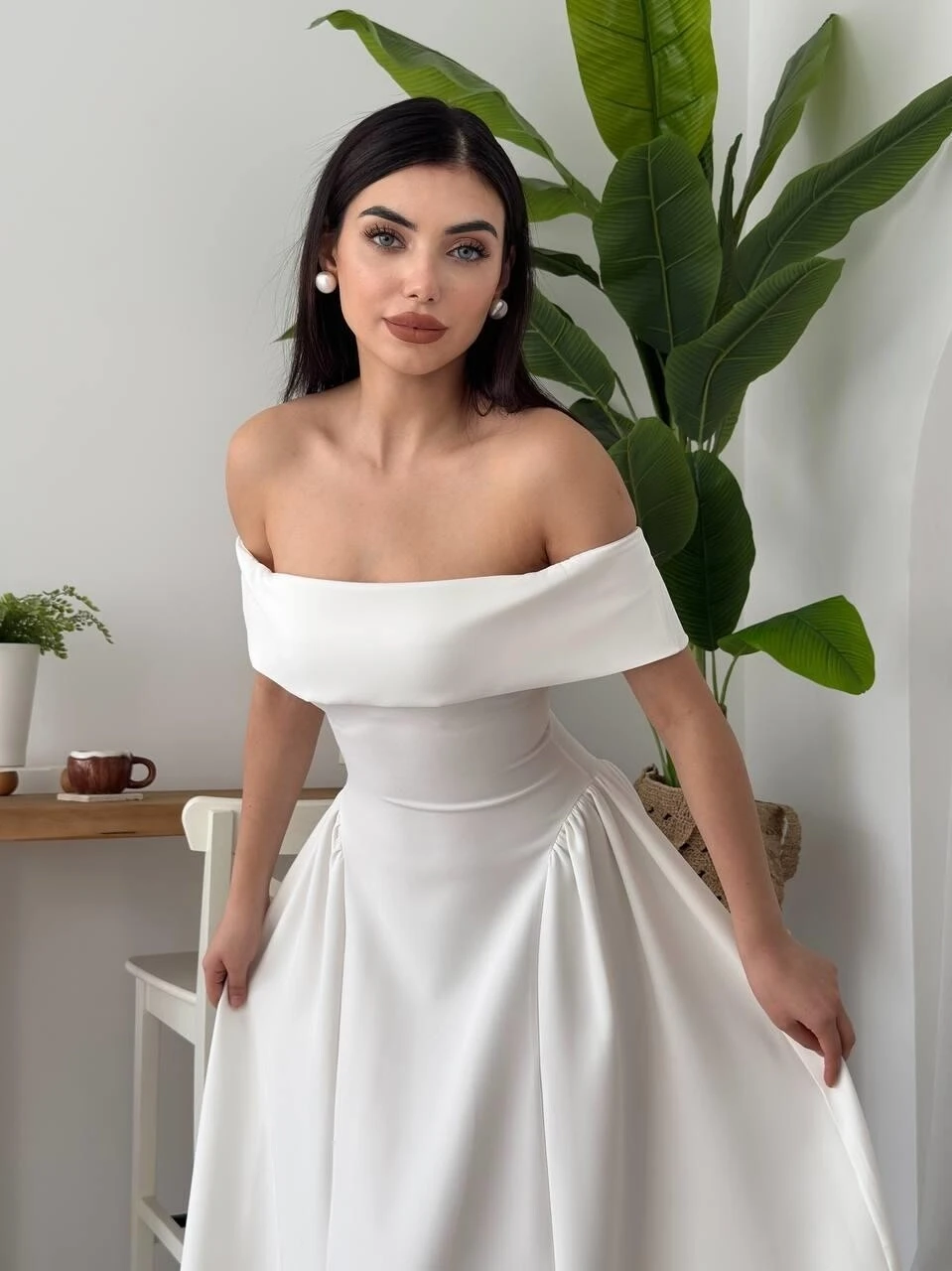 Stars Straplez Elbise Beyaz