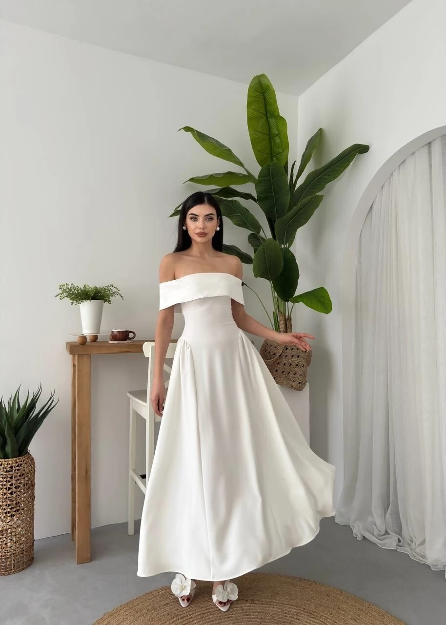 Stars Straplez Elbise Beyaz