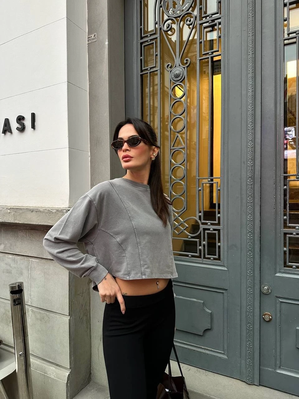 Yıkamalı Modal Crop Sweatshirt