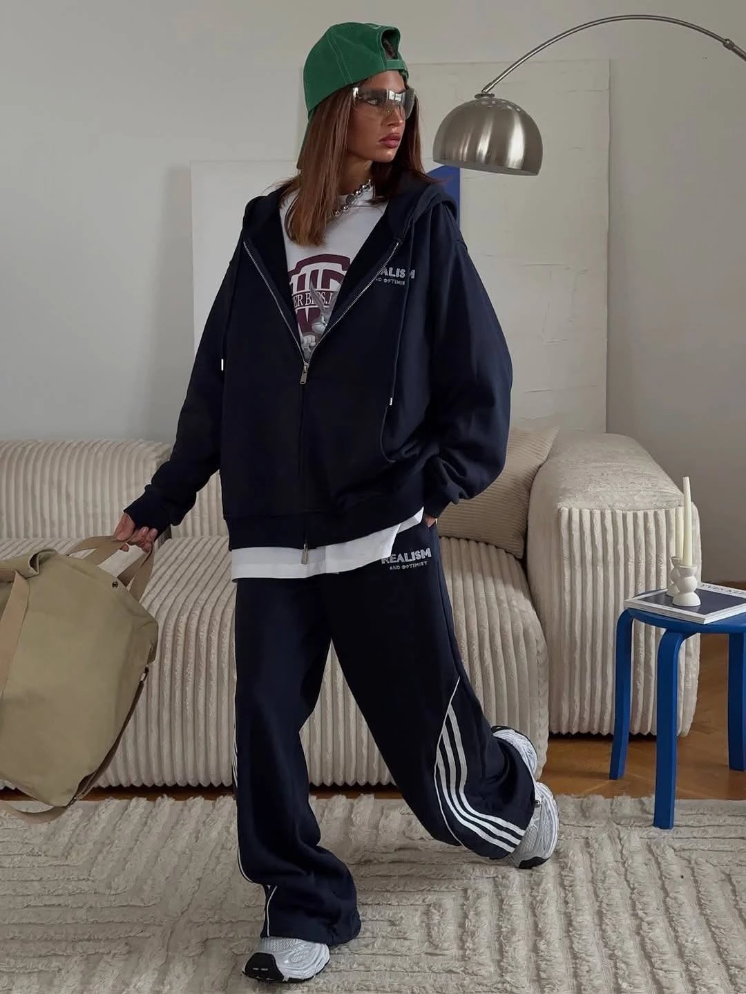 3 İplik Tasarım Oversize Fermuarlı Takım