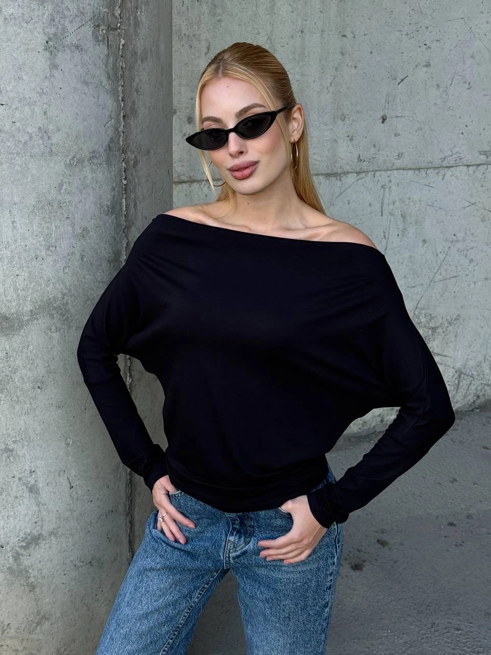 Asimetrik Detay Uzun Kol Bluz