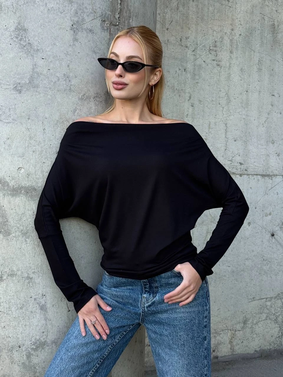 Asimetrik Detay Uzun Kol Bluz