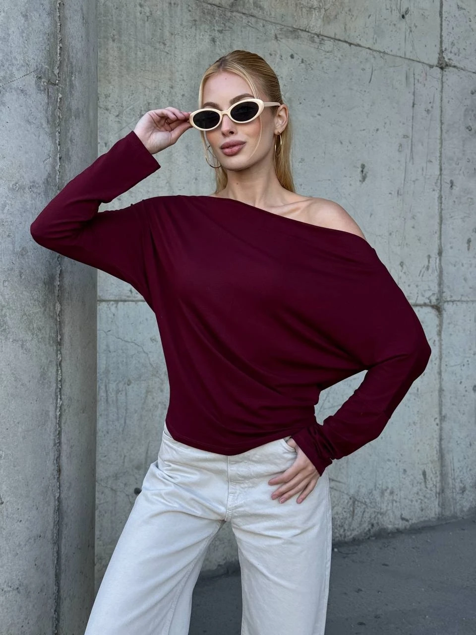 Asimetrik Detay Uzun Kol Bluz