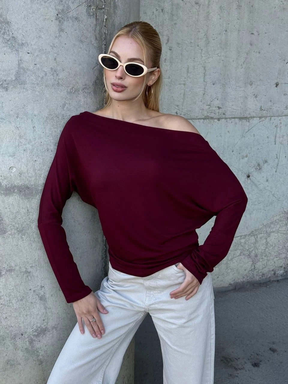Asimetrik Detay Uzun Kol Bluz