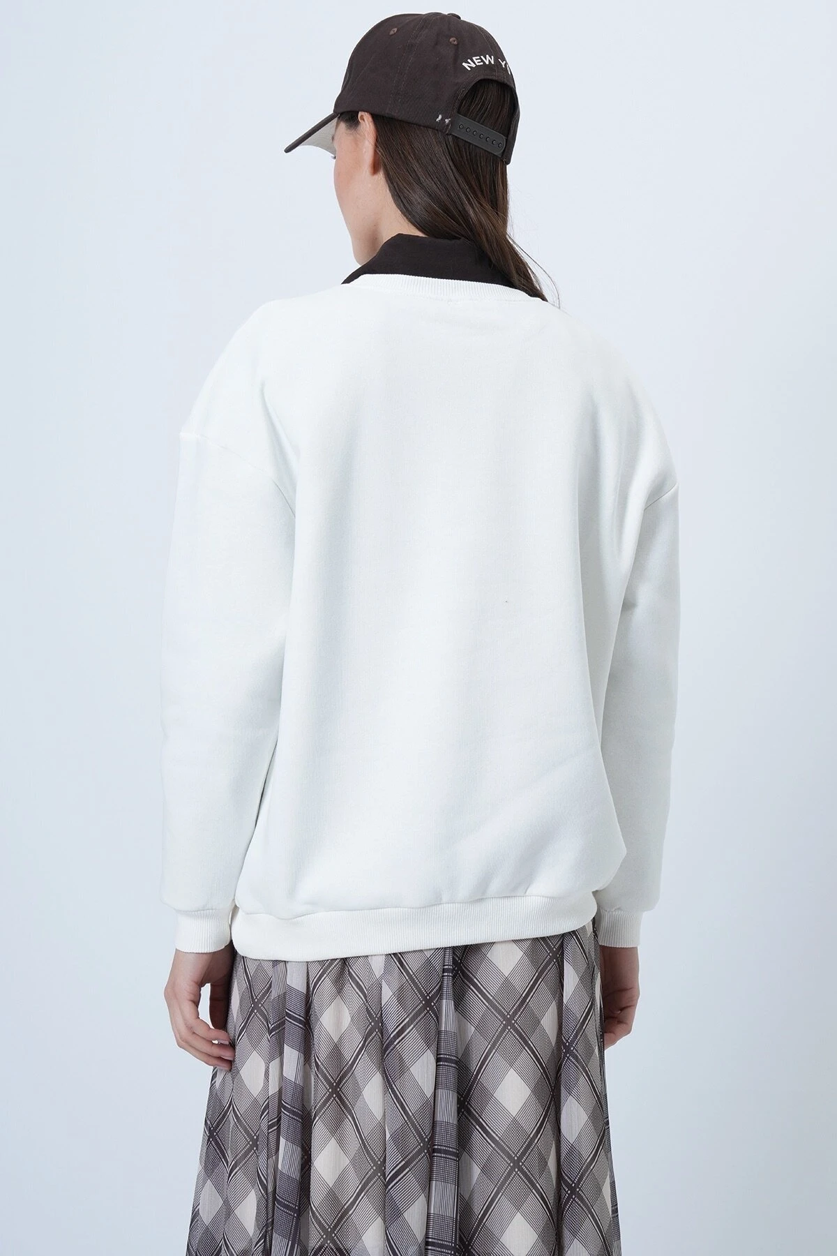 Baskılı Bisiklet Yaka 3 İplik Sweatshirt