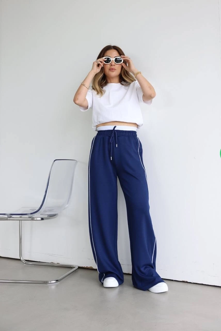 Bel Parça Detay Yanları Şeritli Modal Kumaş Eşofman Altı