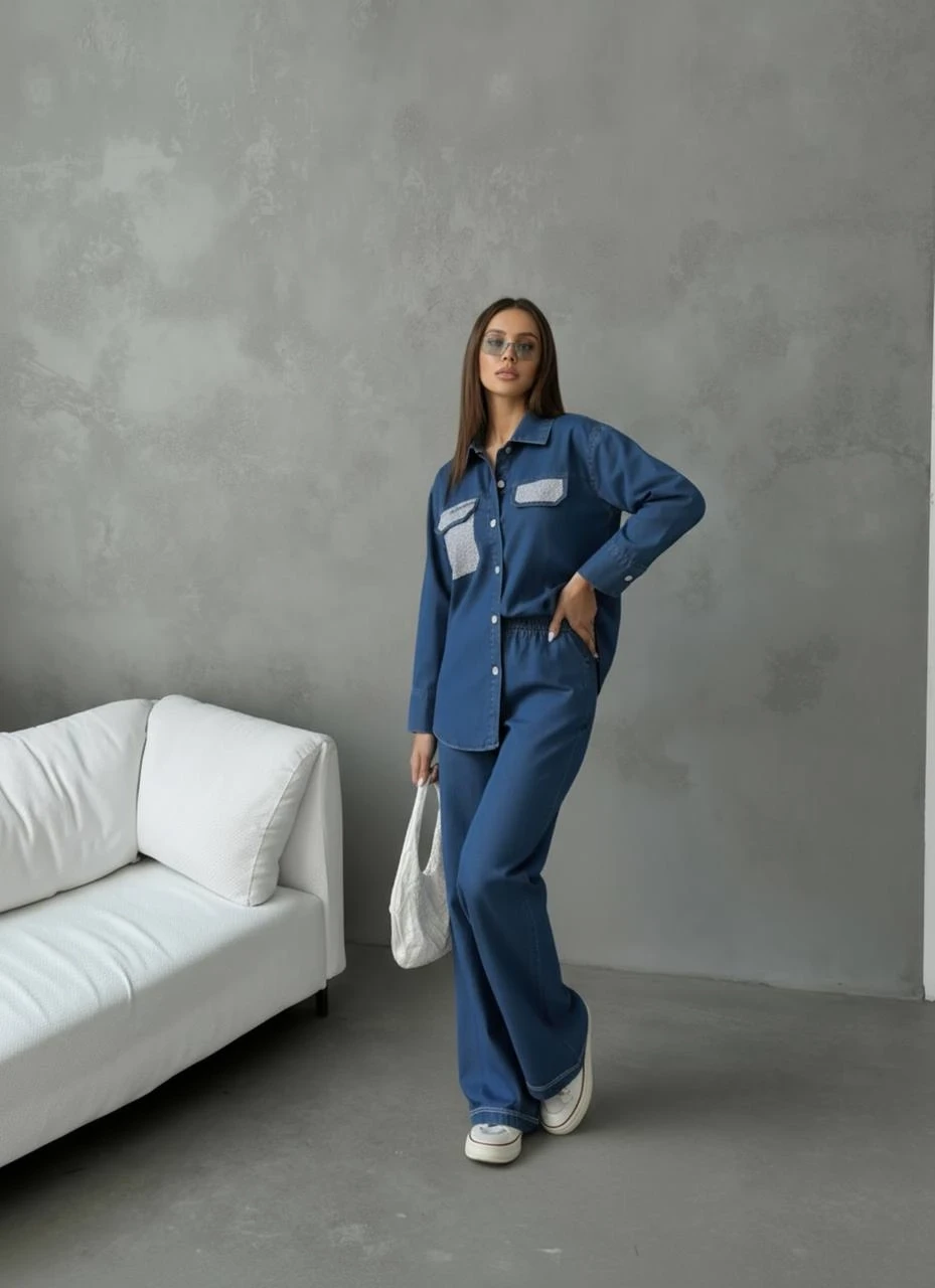 Cep Taş Detay Kot Alt Üst Takım