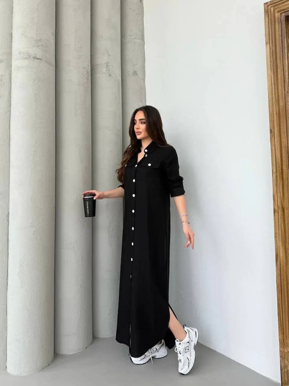 Denim Maxi Gömlek Elbise