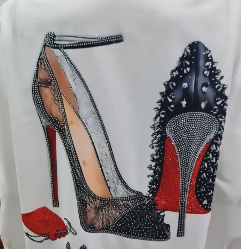 Desen Baskılı Taşlı Gömlek Jessica Kumaş