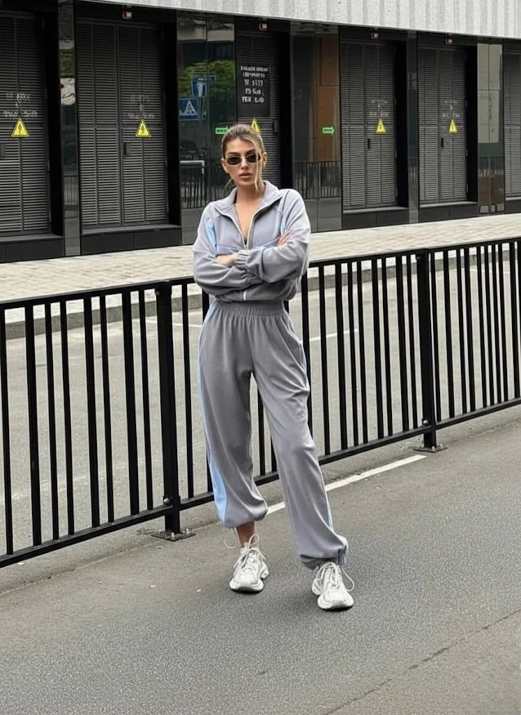 Fransız Kadife Kemik Fermuar Garnili Eşofman Takım