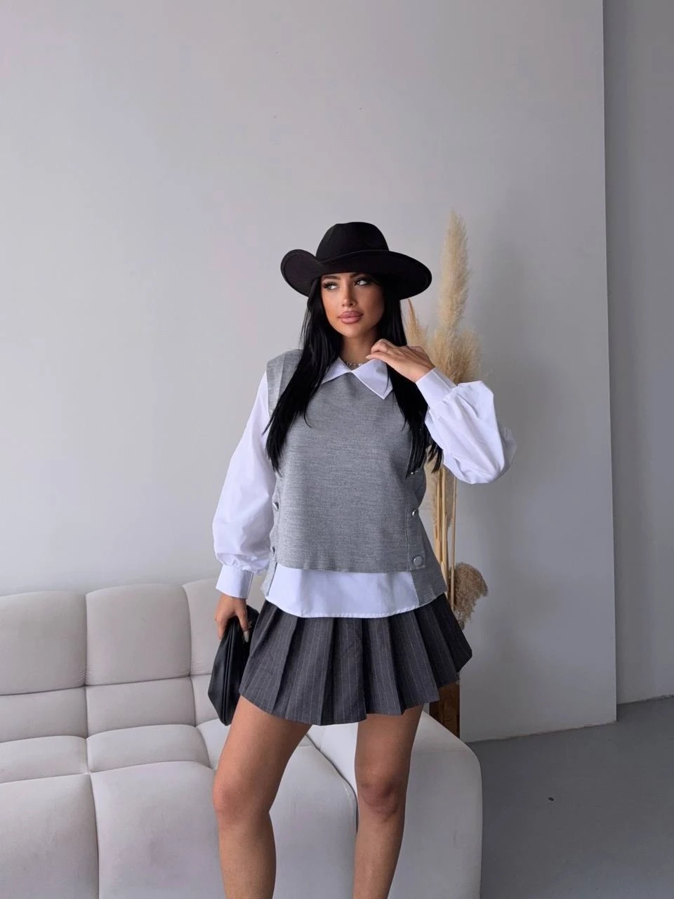 Gömlek Detay Triko Bluz