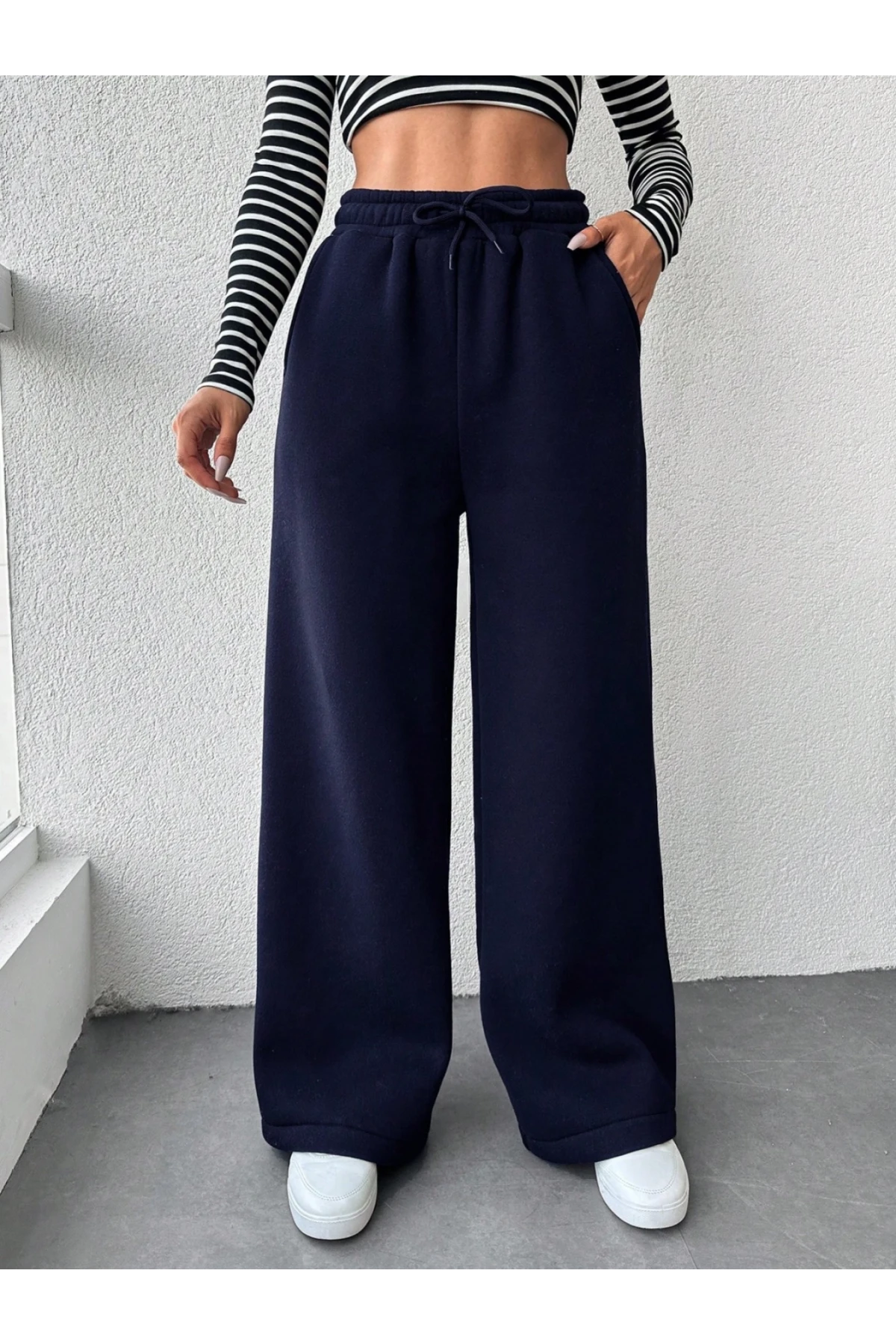 İki İplik Şardonlu Eşofman Altı Lacivert