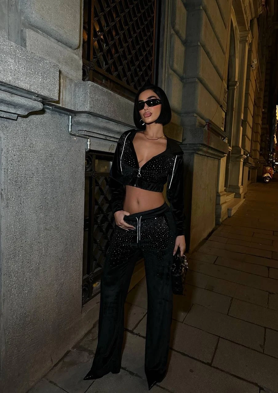 Kadife Taş Dizayn Eşofman Takım