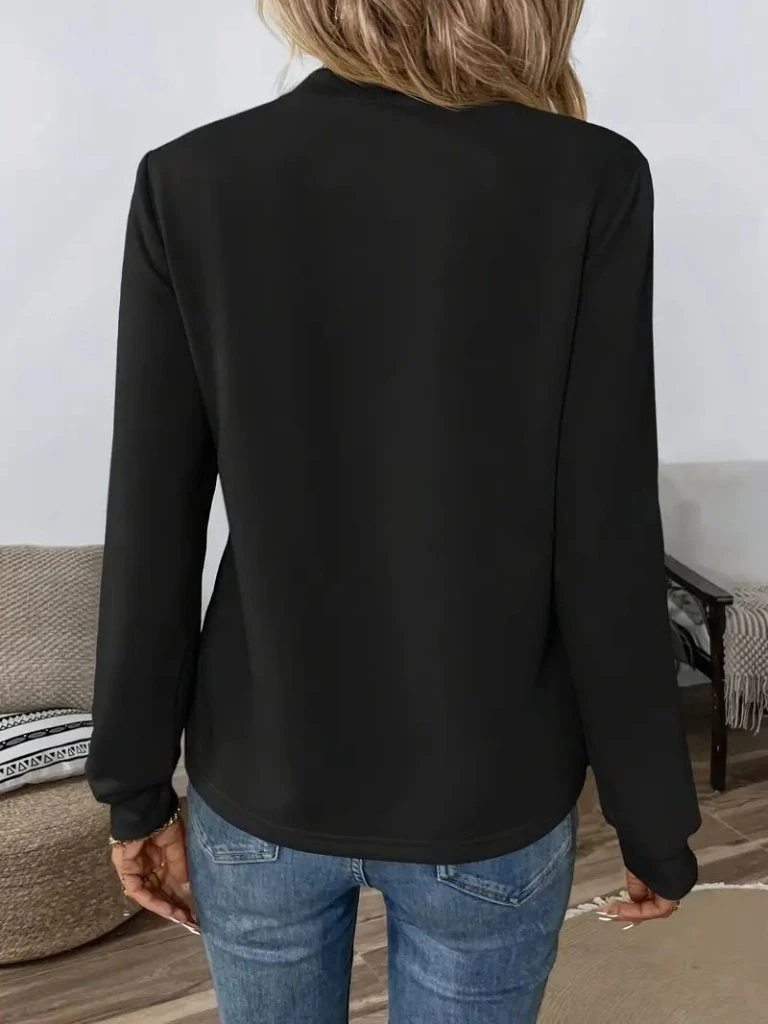 Uzun Kollu Yakadan Bağlamalı Viskon Iki Iplik Bluz
