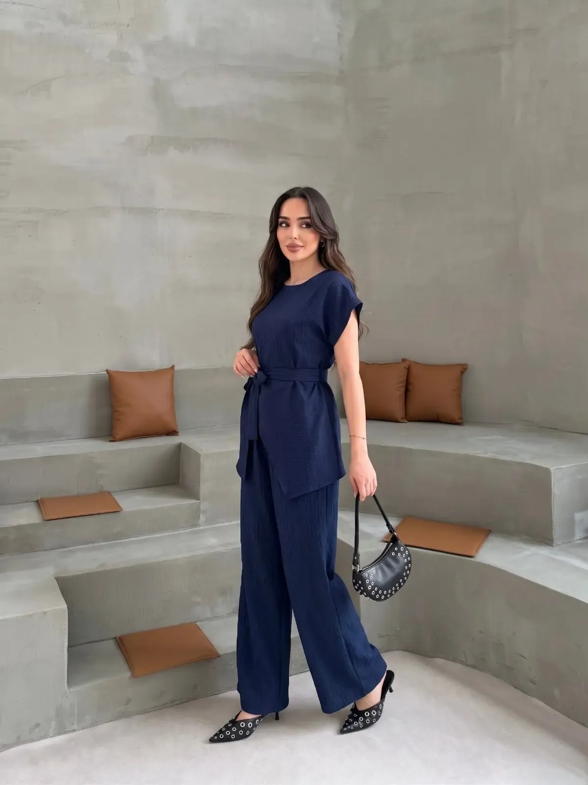 Lacivert Yarım Kol Tarak Boşluğu Takım