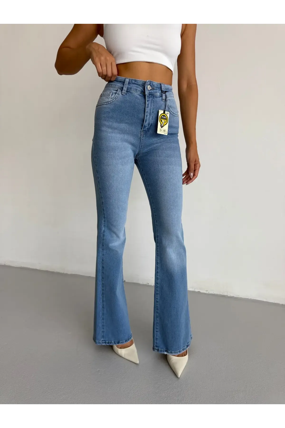 Likralı İspanyol Paça Flare Jeans