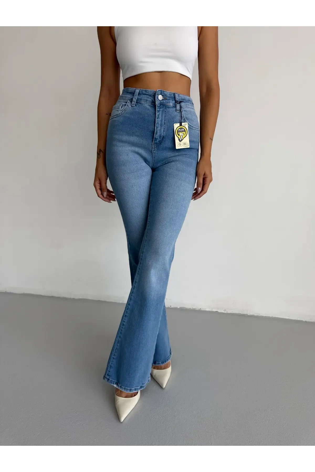 Likralı İspanyol Paça Flare Jeans