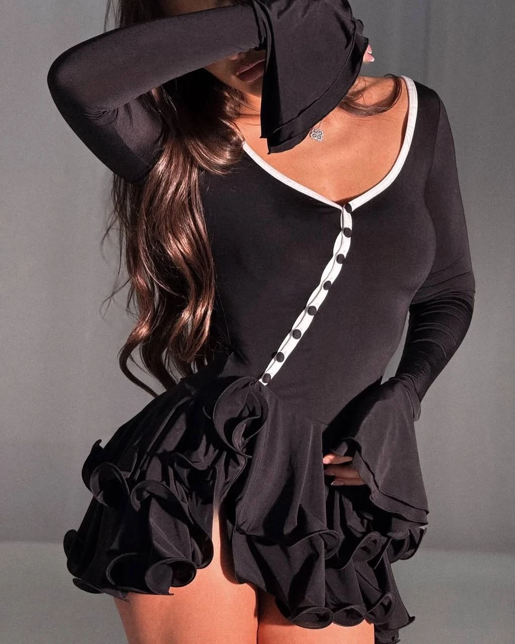 Likralı Modal Kumaş Şortlu Mini Elbise Siyah