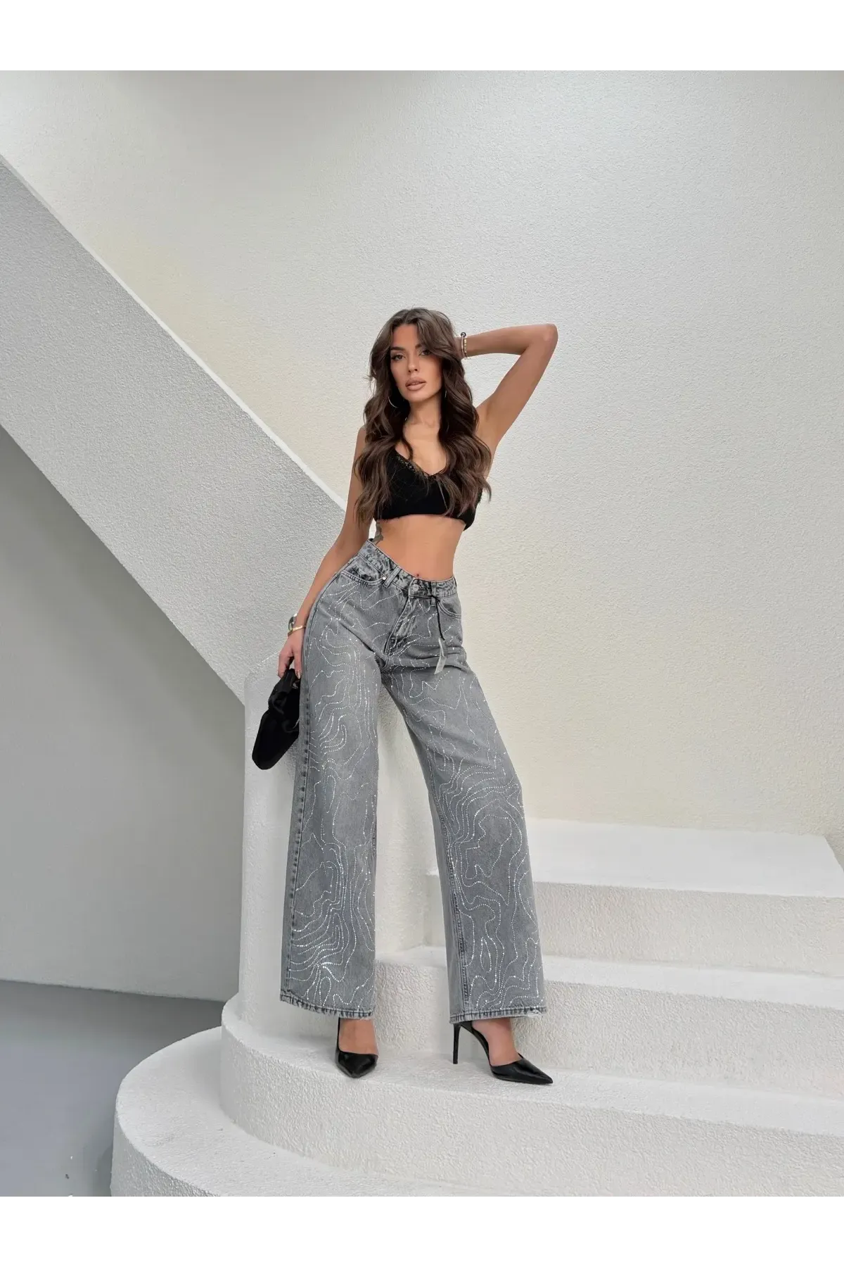 Likrasız Baggy Jeans Gri