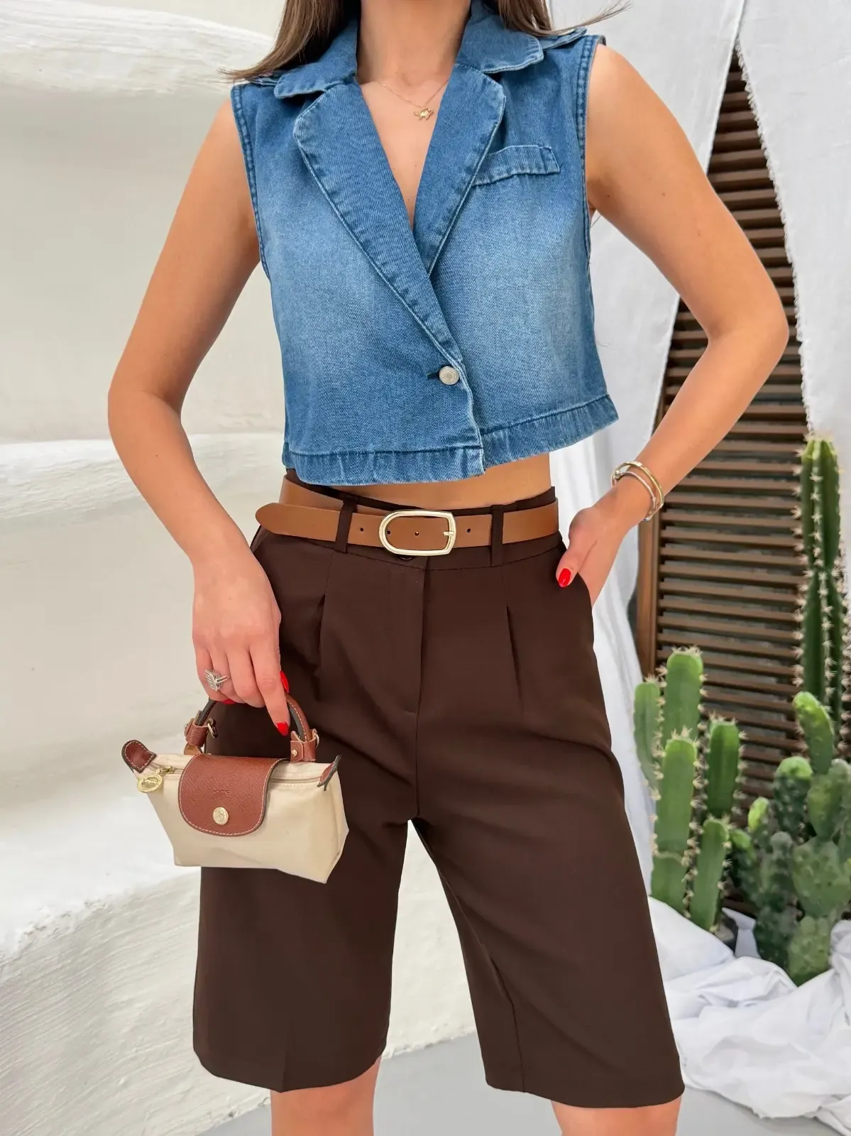 Lİkrasız Denim Yelek