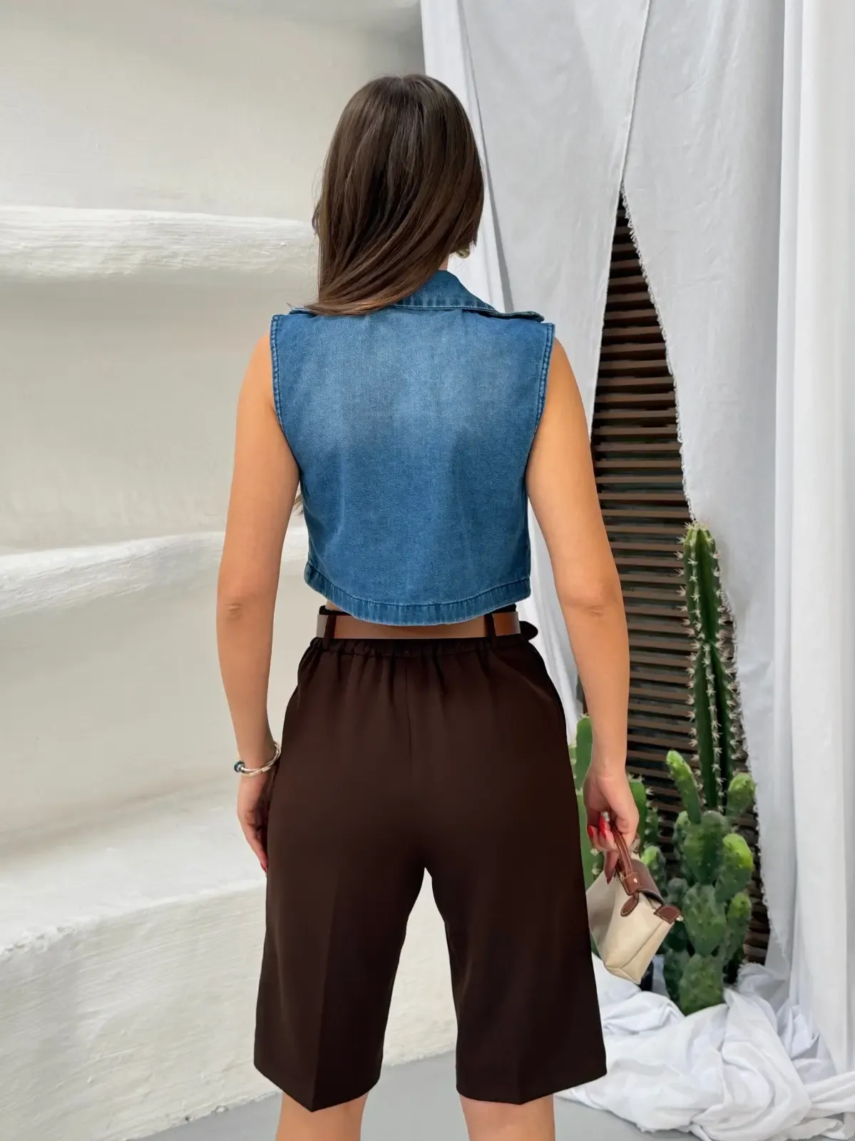 Lİkrasız Denim Yelek