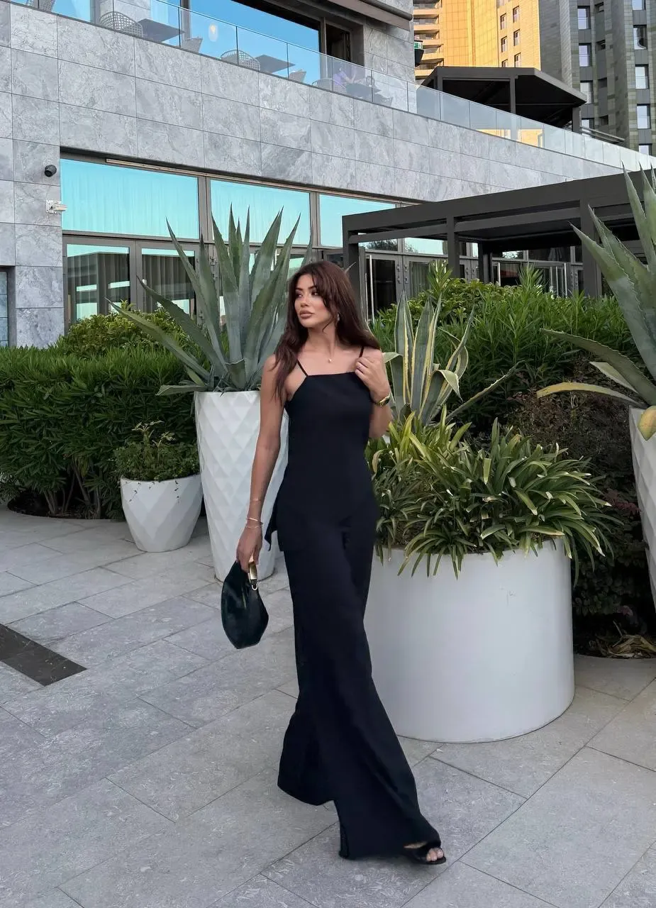 Modal Kumaş Asimetreik Kesim Alt Üst Takım Siyah