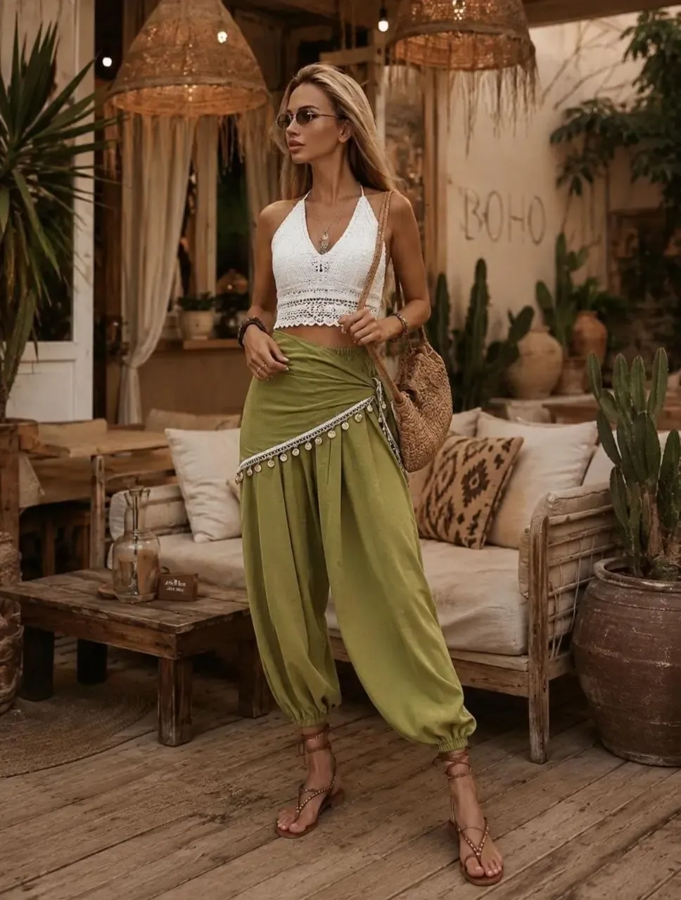 Modal Kumaş Şalvar Takım Yeşil