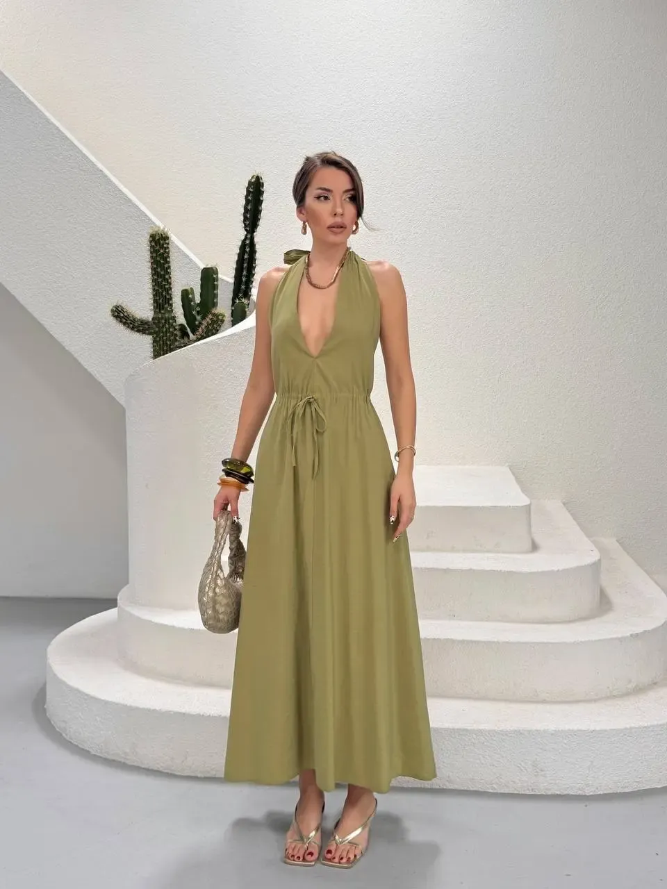 Modal Kumaş Sırt Detay Elbise