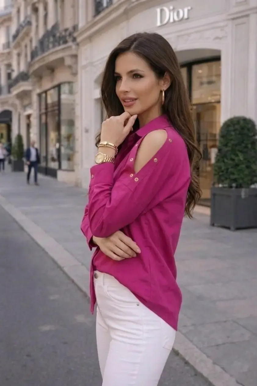 Omuz Çıtçıt Detaylı Poplin Gömlek