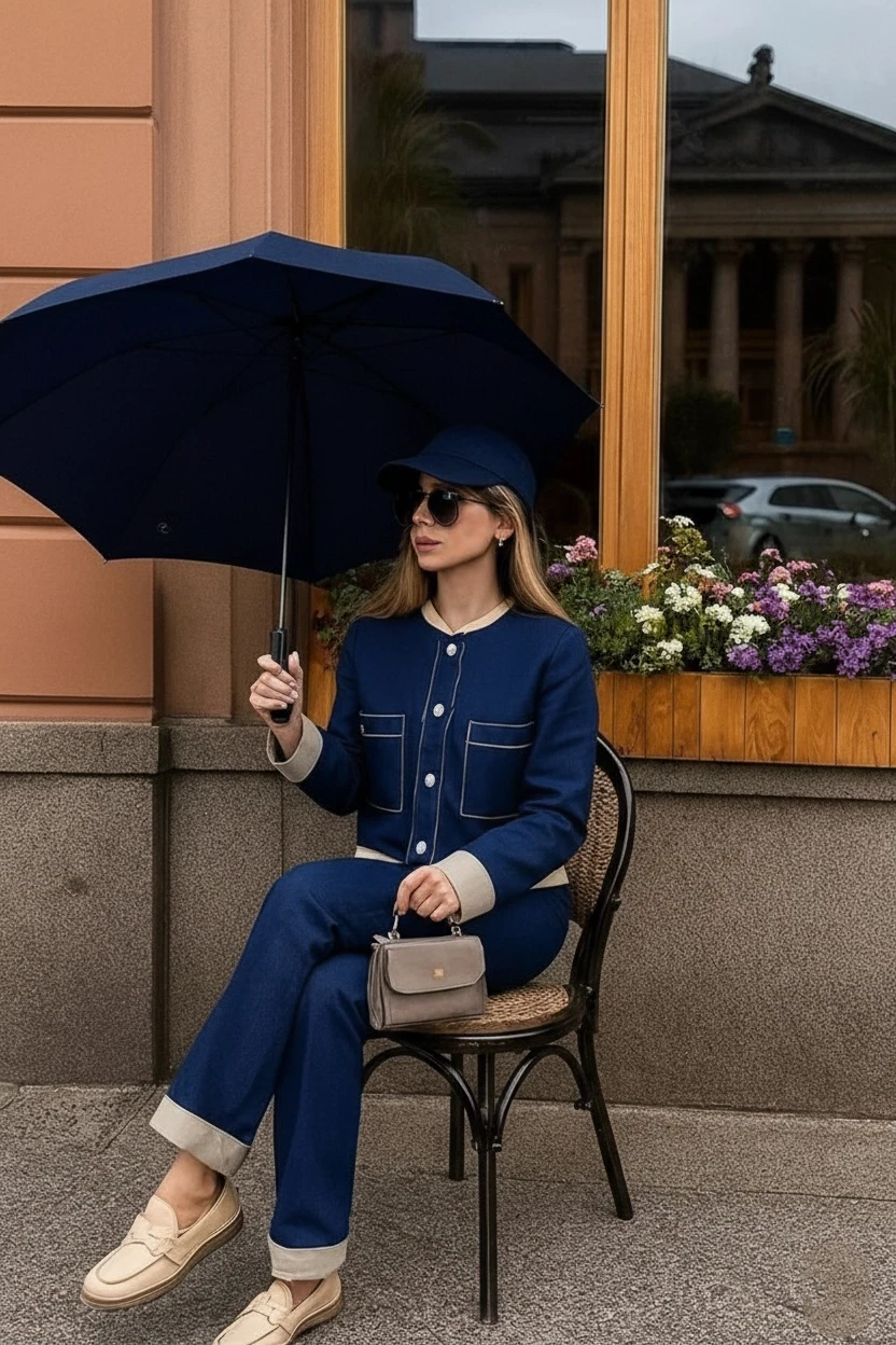 Oysh Kumaş Düğmeli Takım Lacivert