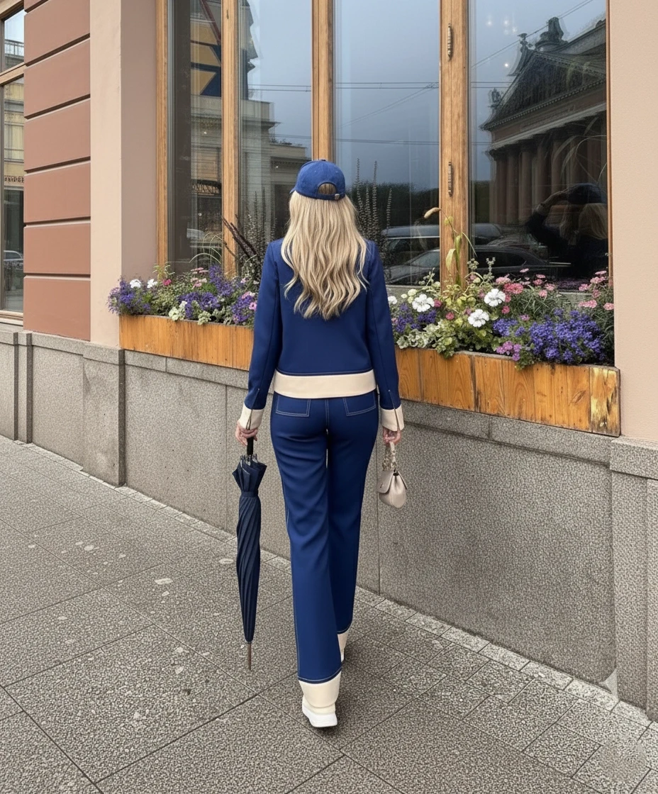 Oysh Kumaş Düğmeli Takım Lacivert