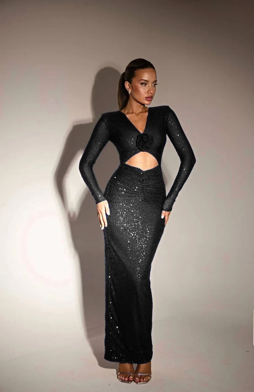 Pulpayet Kumaş Full Astarlı Maxi Boy Elbise