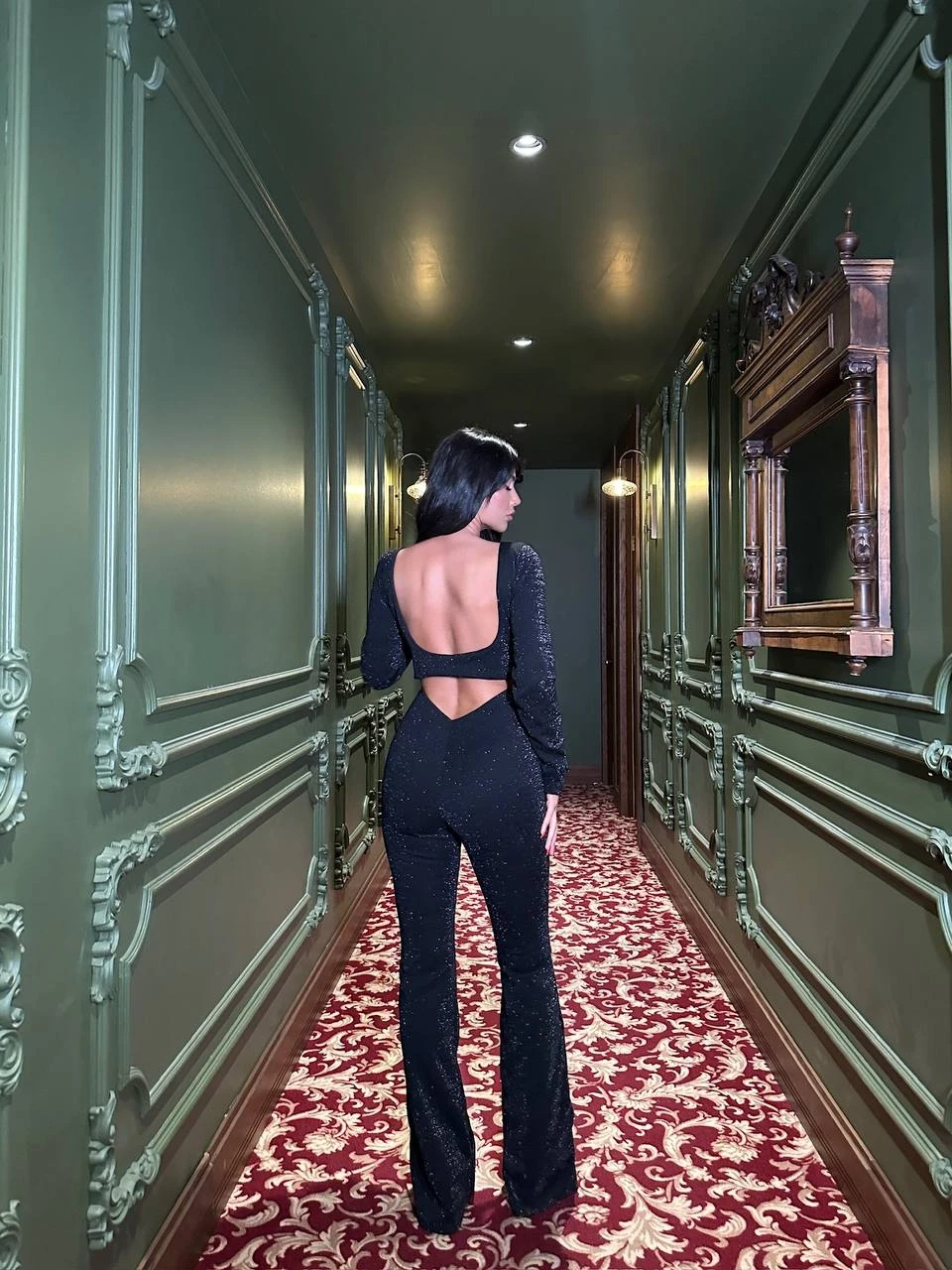 Simli Scuba Kumaş Sırt Detay Tulum