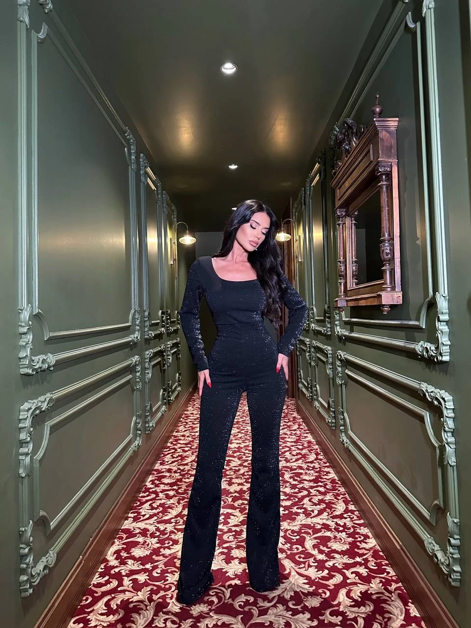 Simli Scuba Kumaş Sırt Detay Tulum