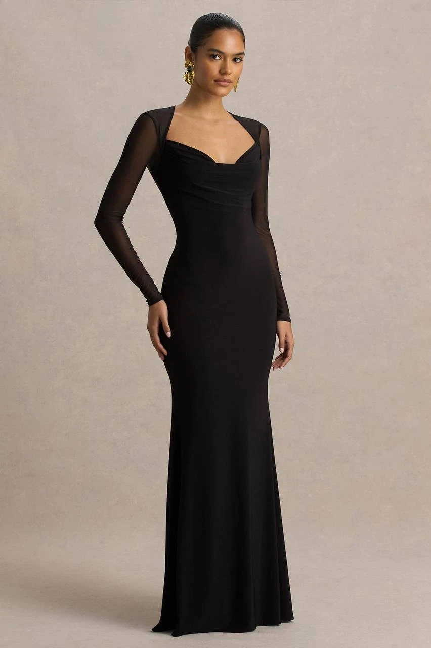 Sırt Dantel Detaylı Maxi Boy Elbise