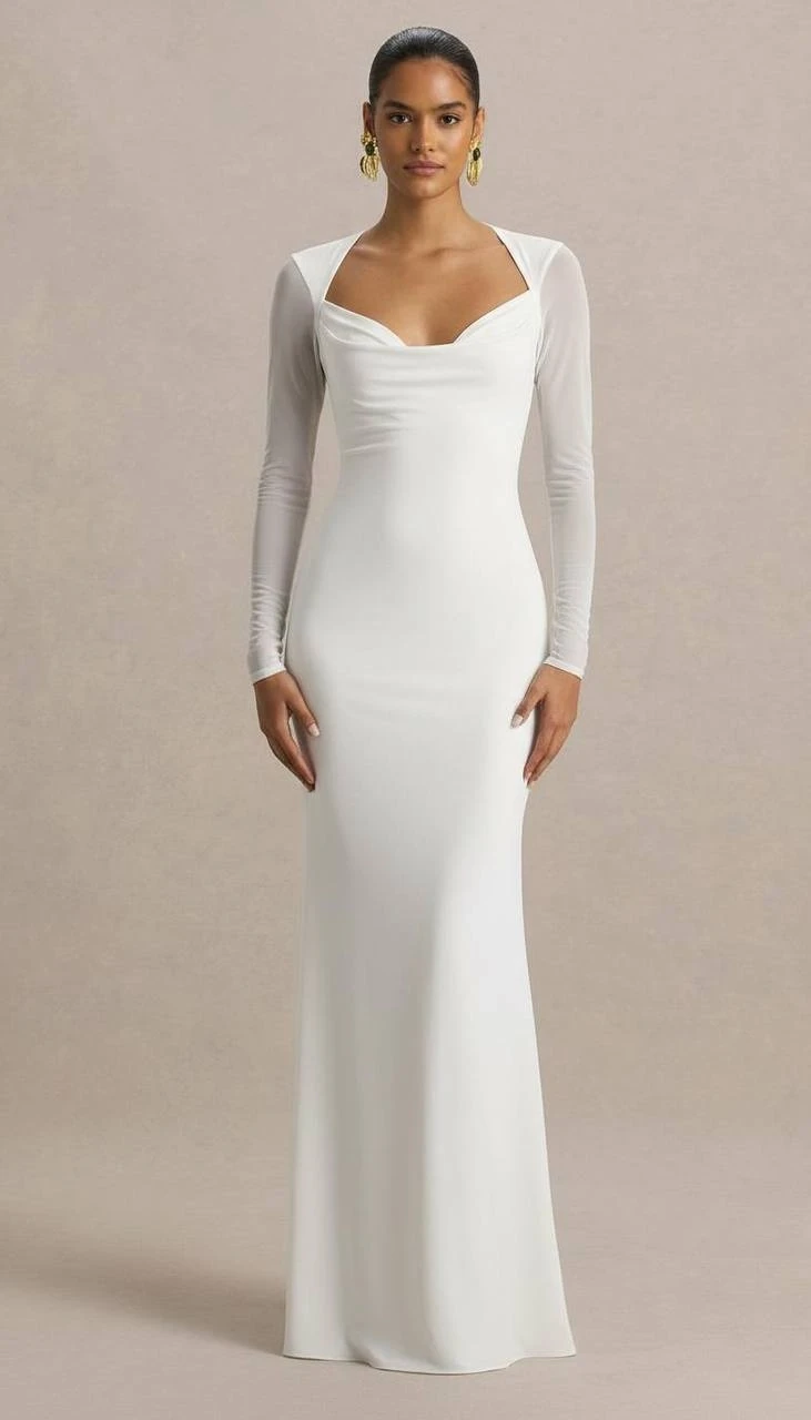 Sırt Dantel Detaylı Maxi Boy Elbise