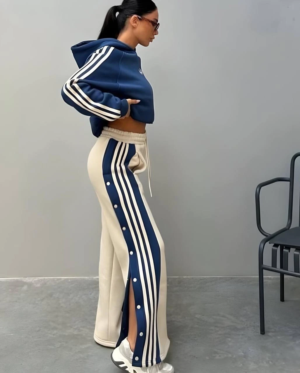 Skuba Kumaş Yanları Çıtçıtlı Takım Lacivert