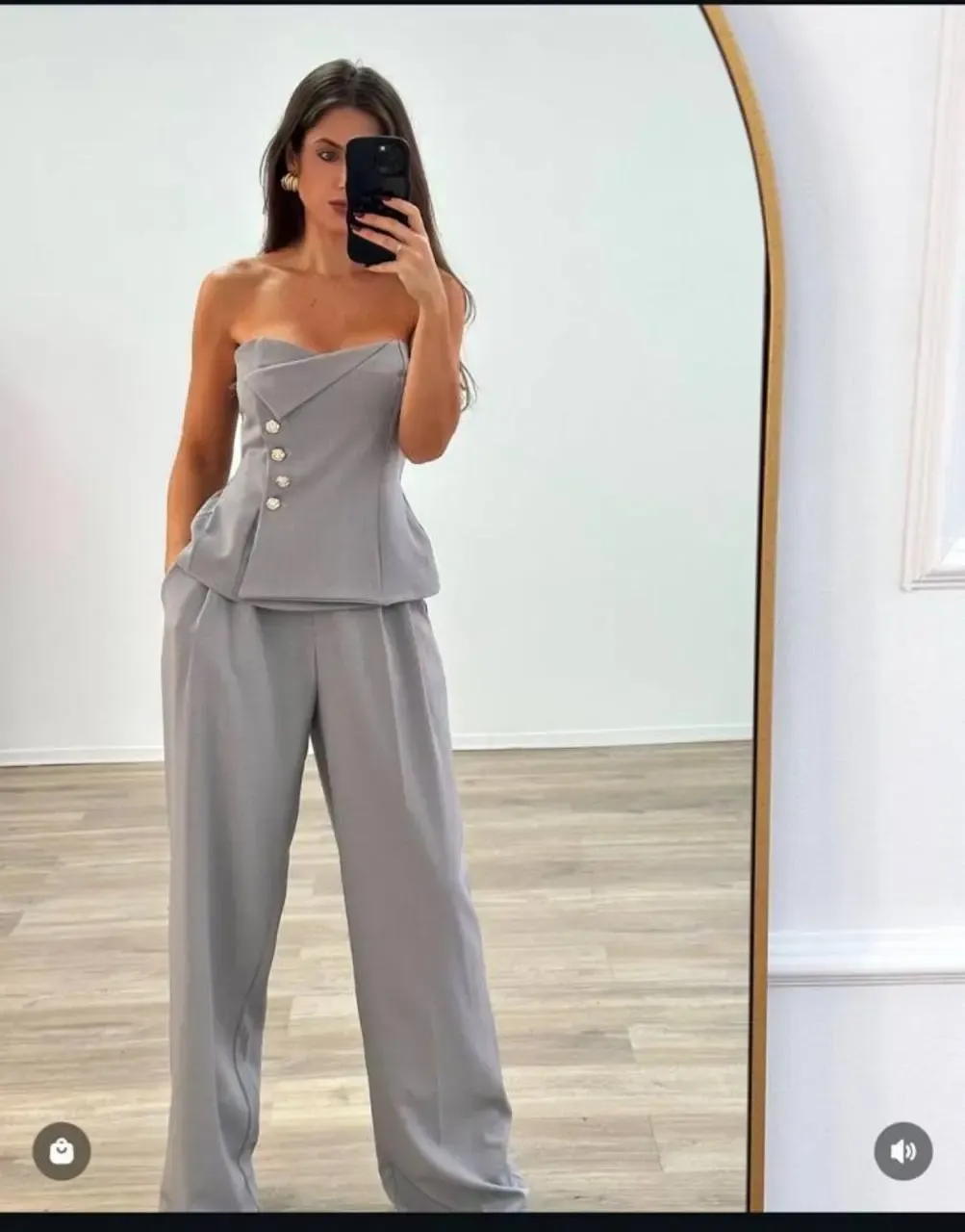 Straplez Bluz ve Pantalon  Alt Üst Takım