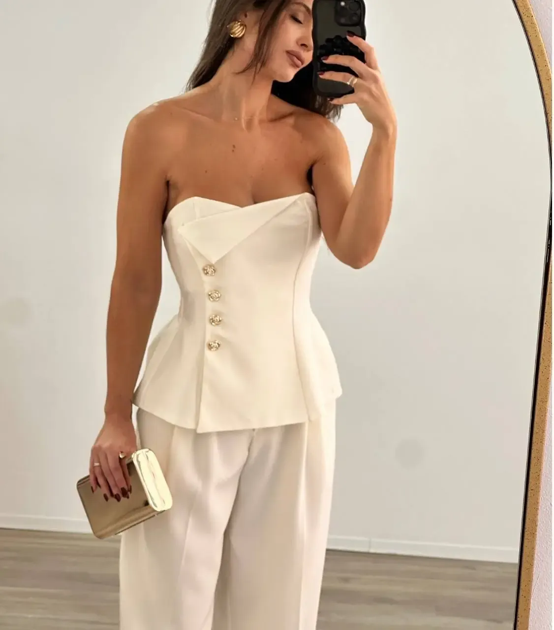 Straplez Bluz ve Pantalon  Alt Üst Takım