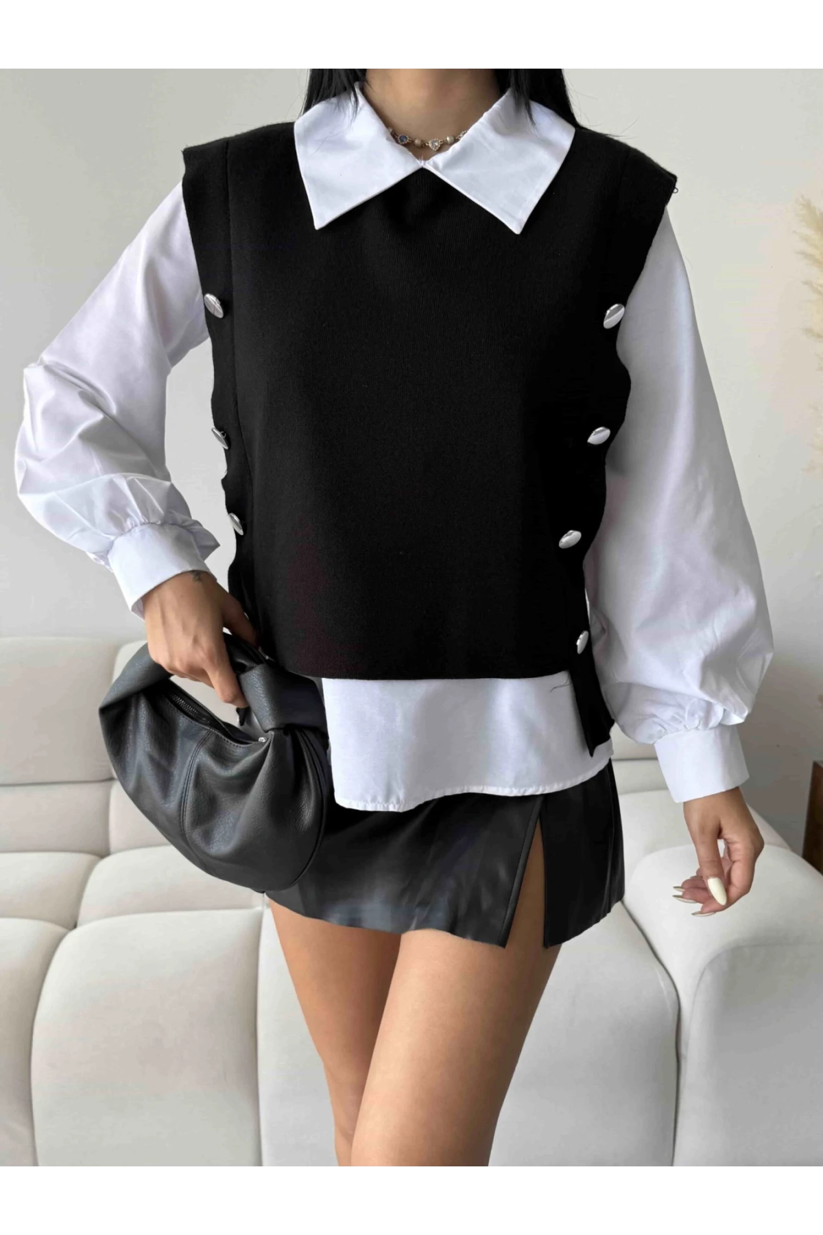 Triko Detaylı Gömlek