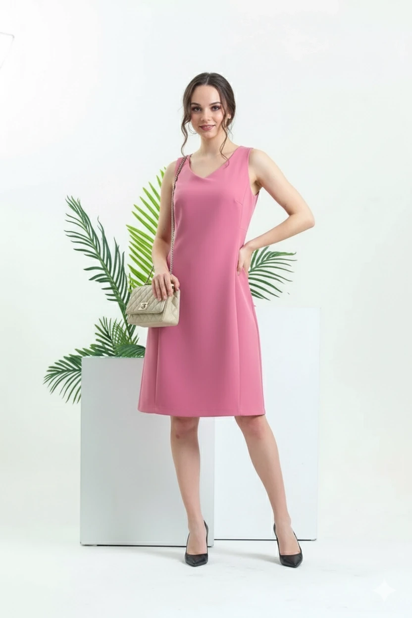 V Yaka Klasik Elbise