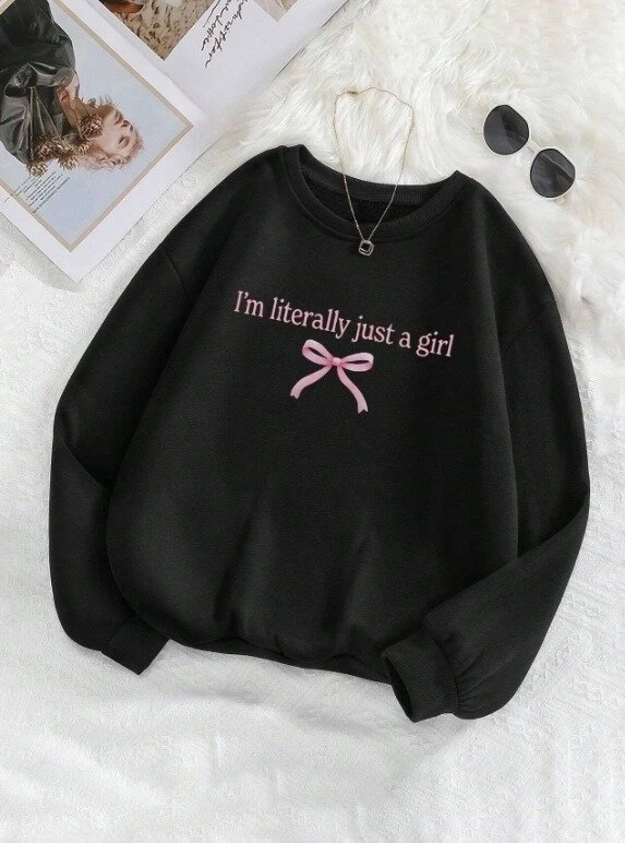 Yazı Baskılı Oversize Üç İplik Sweatshirt