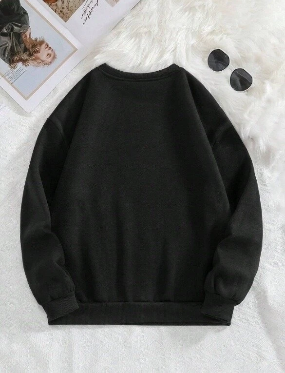 Yazı Baskılı Oversize Üç İplik Sweatshirt