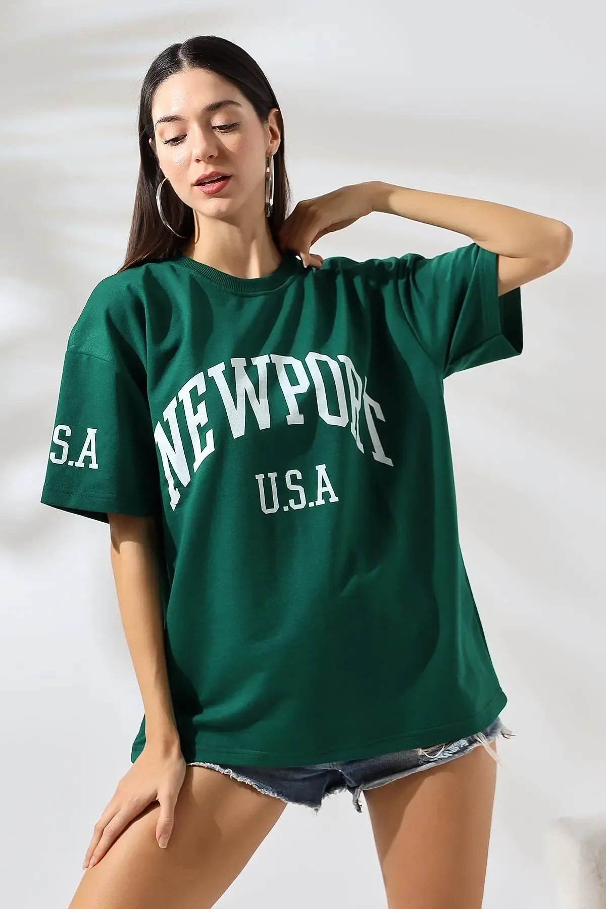 Baskılı Oversize T-shirt-cln1007-ysl