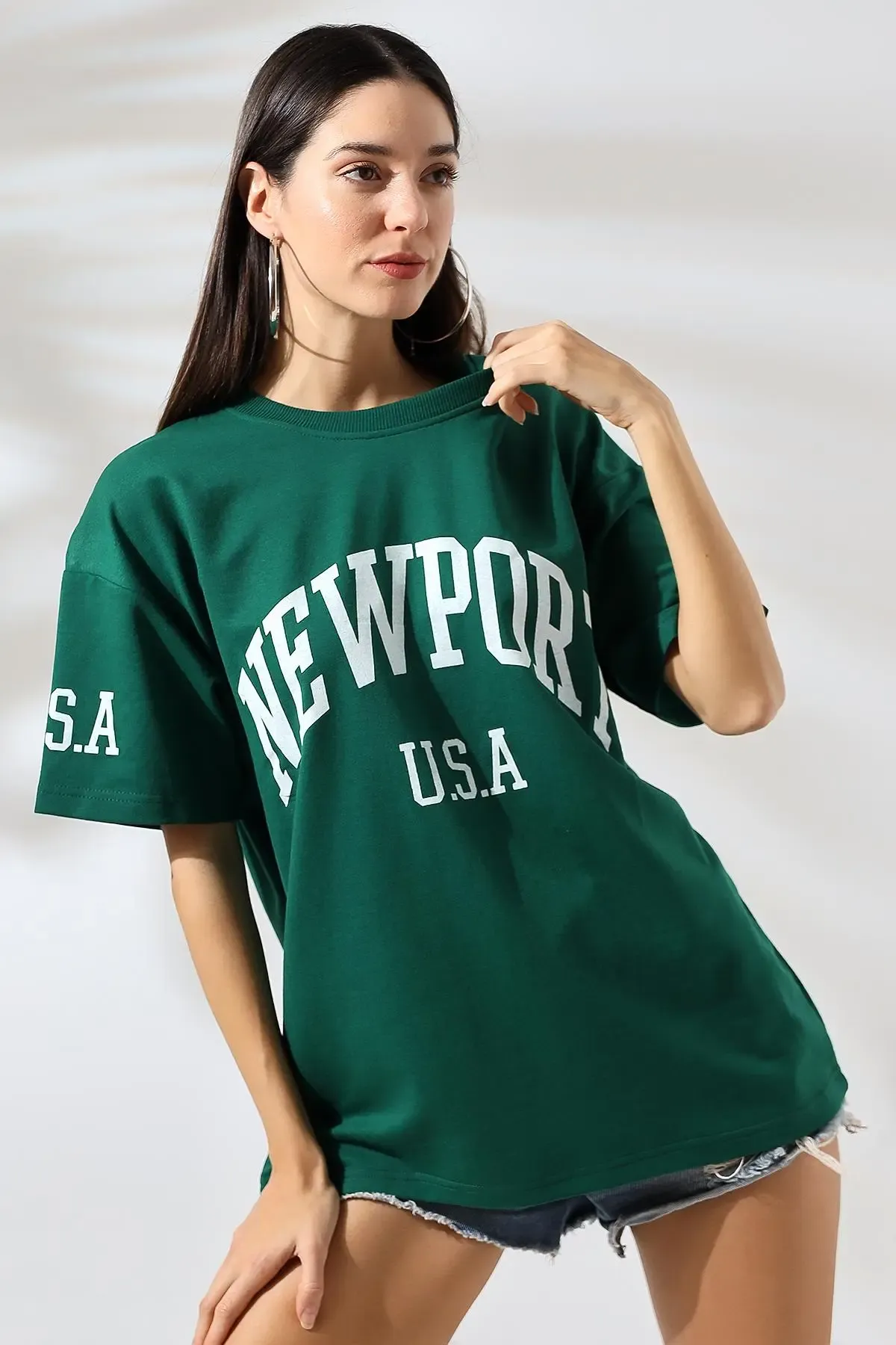 Baskılı Oversize T-shirt-cln1007-ysl