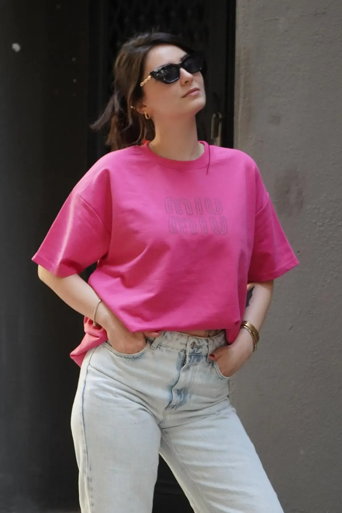 Baskılı Oversize T-Shirt-mıu1001-pmb